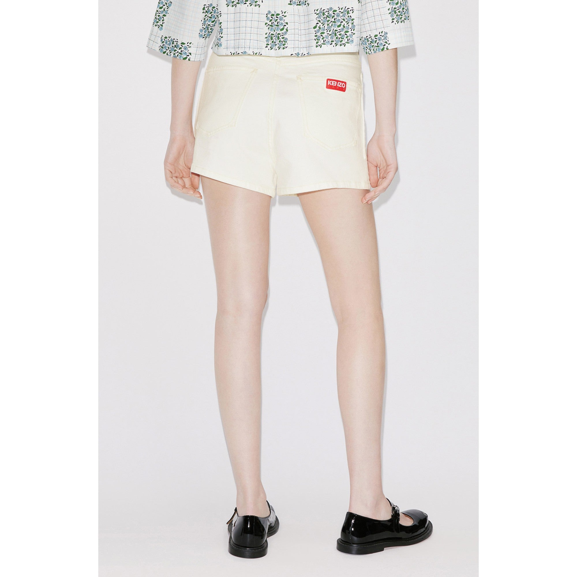 Women Denim Short - Bleached White Denim
