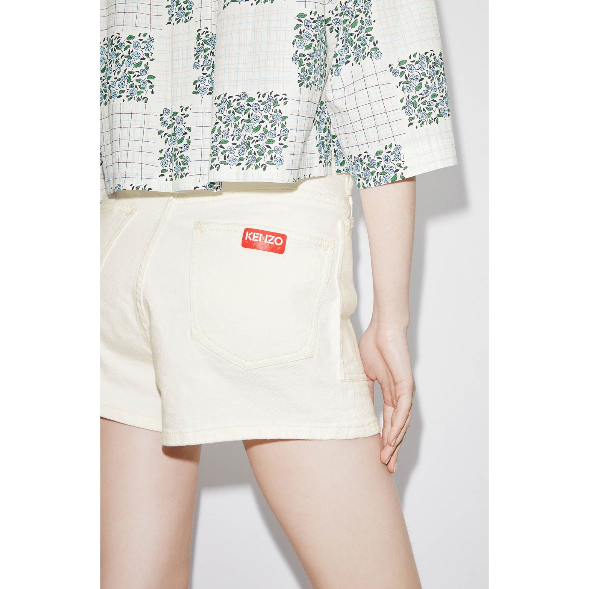 Women Denim Short - Bleached White Denim