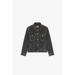 Women St Bleach Denim Trucker Jacket - Bleached Black Denim