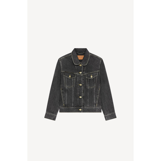 Women St Bleach Denim Trucker Jacket - Bleached Black Denim