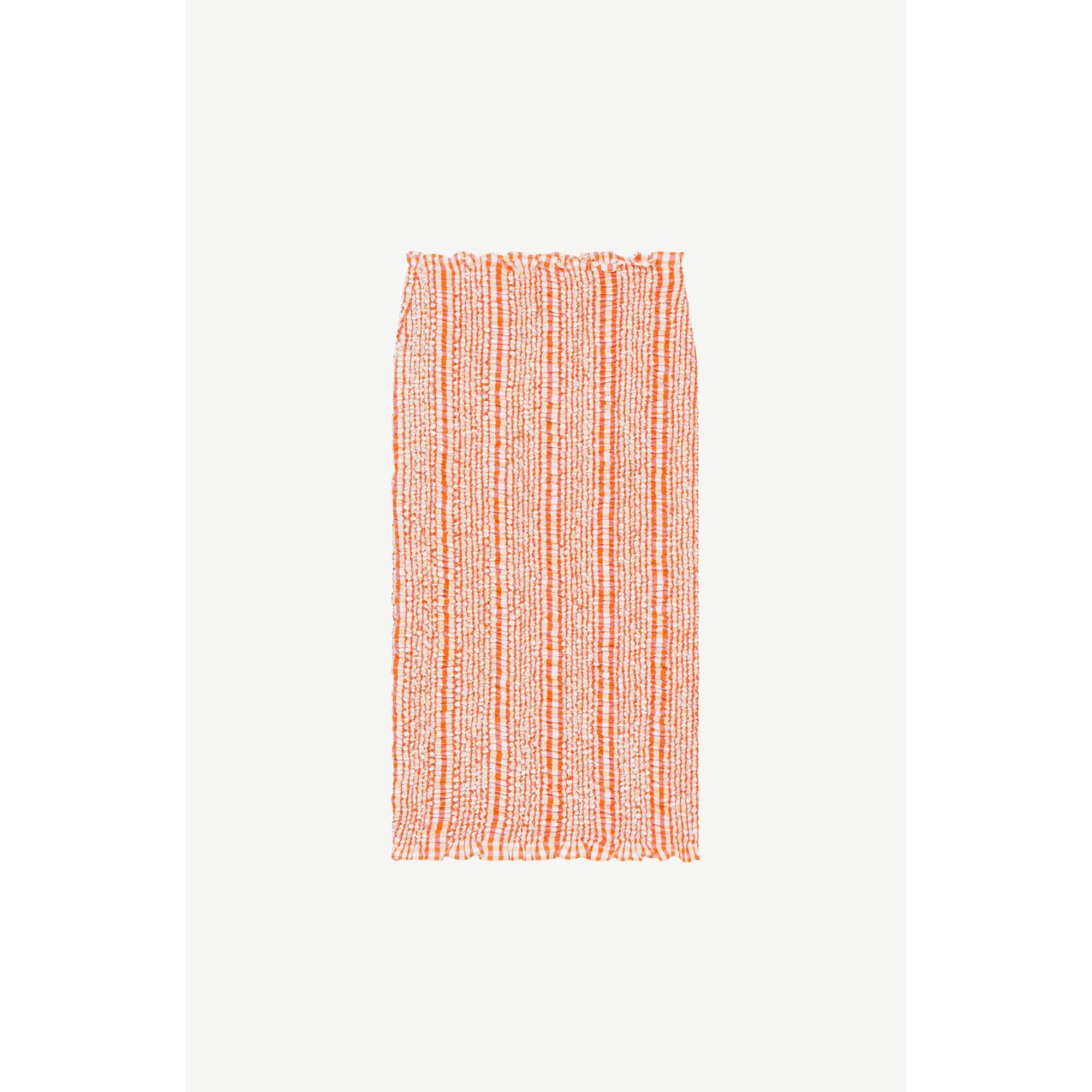 Women Smocked Midi Skirt - Medium Orange