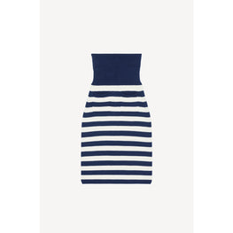 Women Nautical Stripes Midi Skirt - Midnight Blue