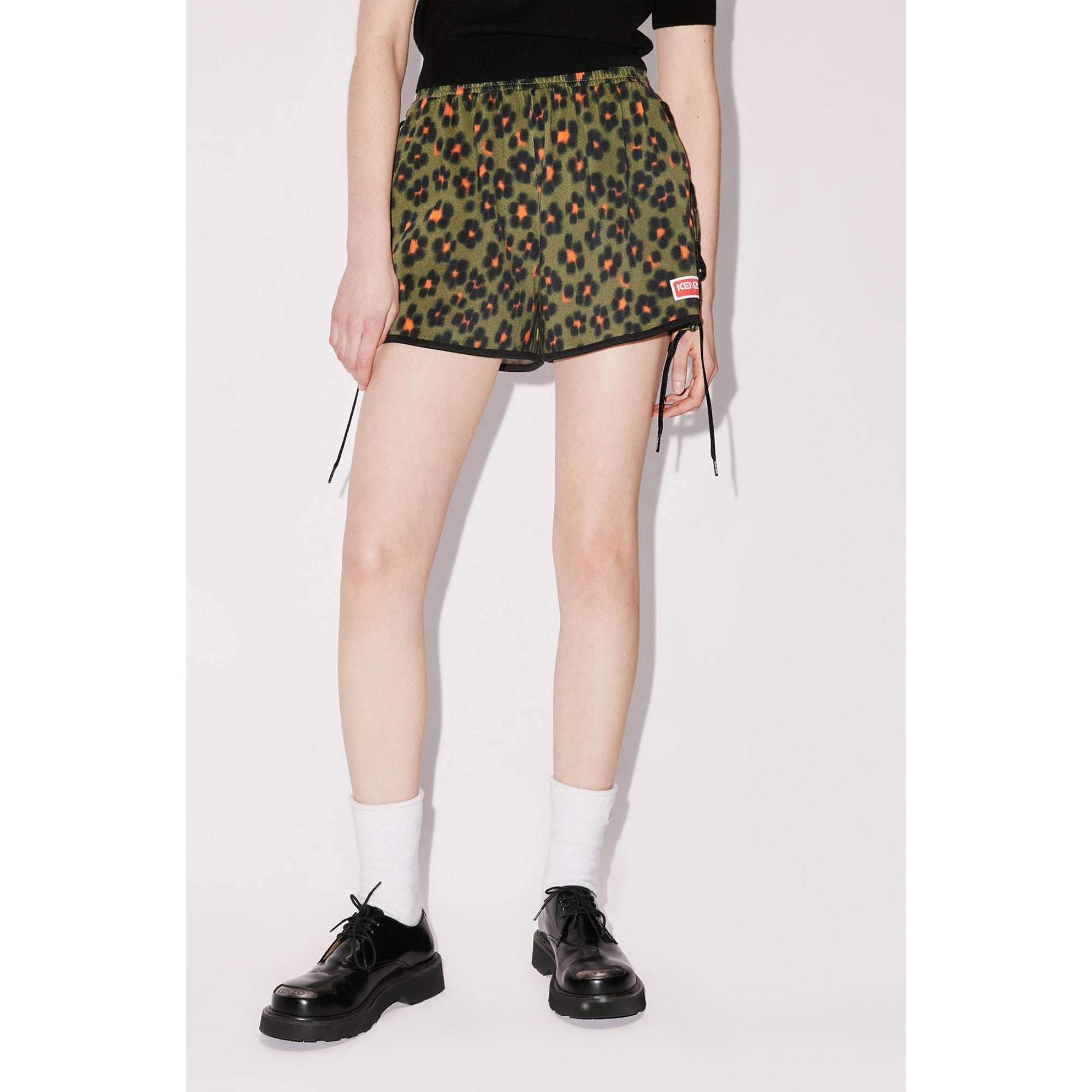 Women Hana Leopard Shorts Lace Up - Khaki