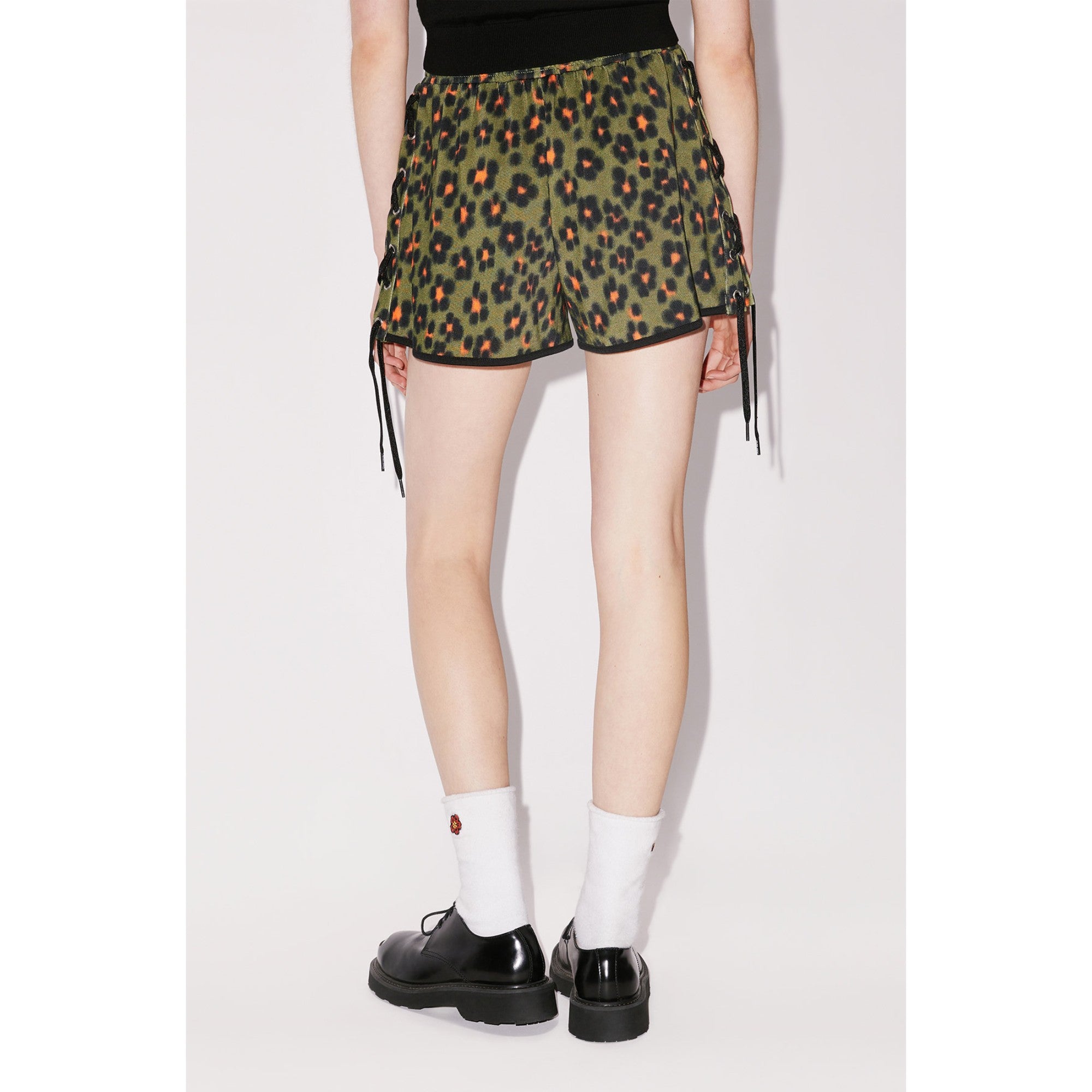 Women Hana Leopard Shorts Lace Up - Khaki