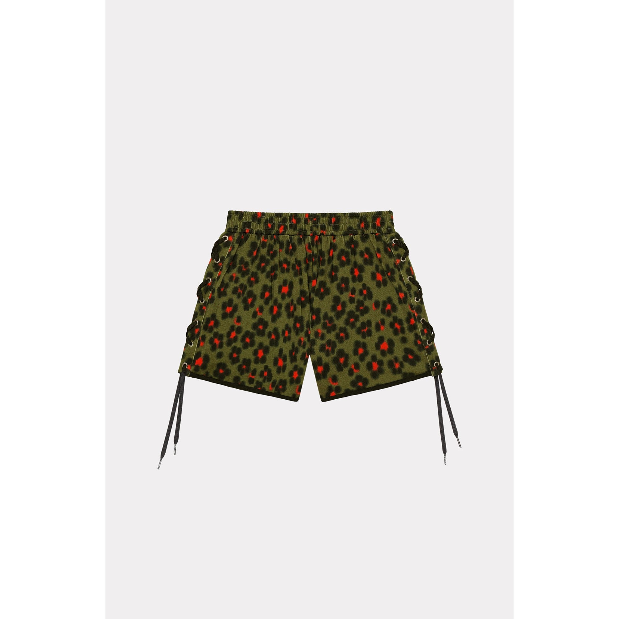 Women Hana Leopard Shorts Lace Up - Khaki