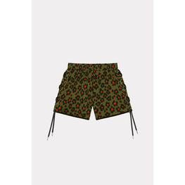 Women Hana Leopard Shorts Lace Up - Khaki