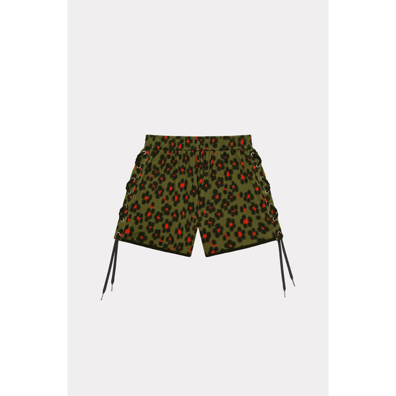Women Hana Leopard Shorts Lace Up - Khaki