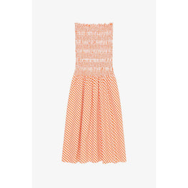 Women Bustier Smocked Dress - Medium Orange