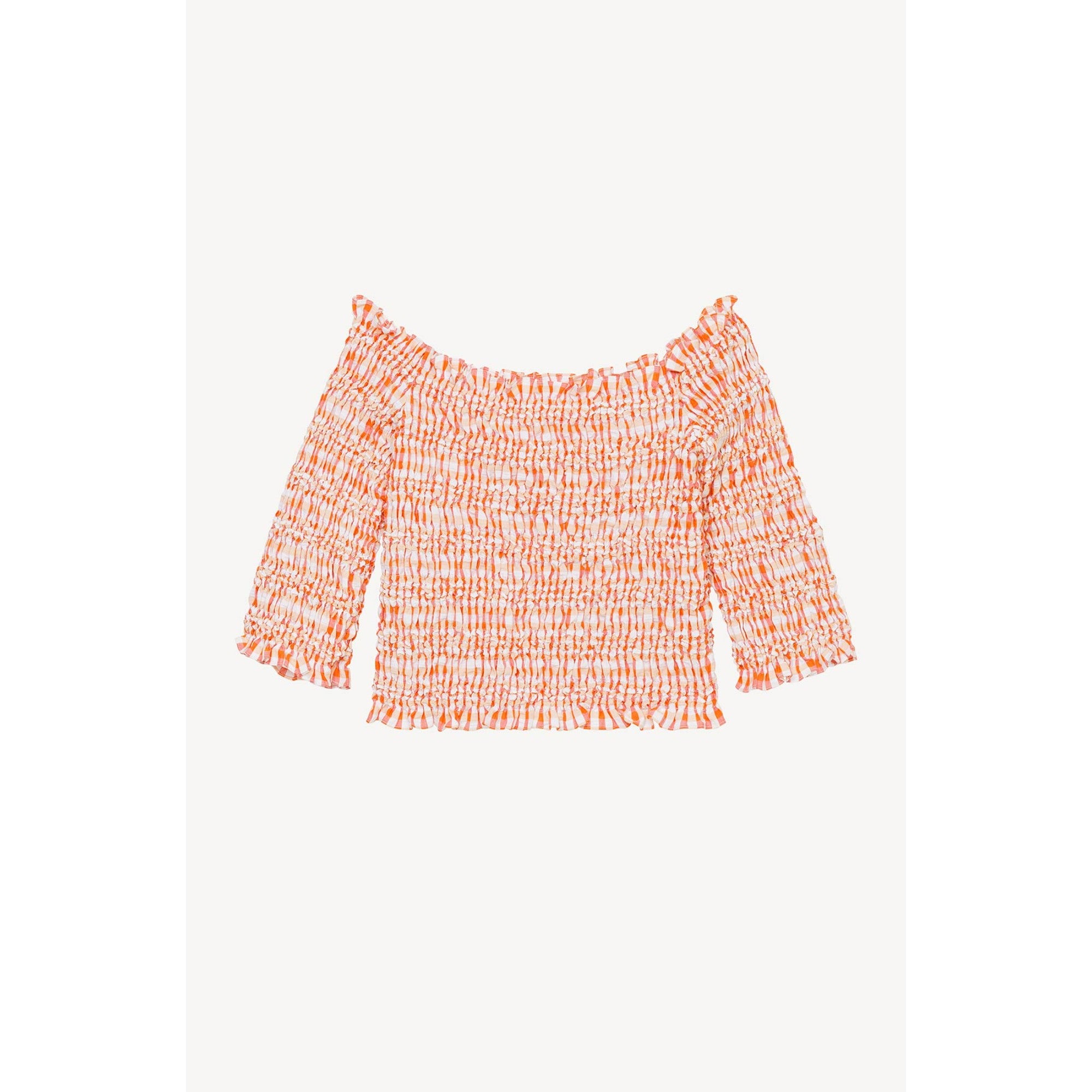 Women Smocked Top - Medium Orange