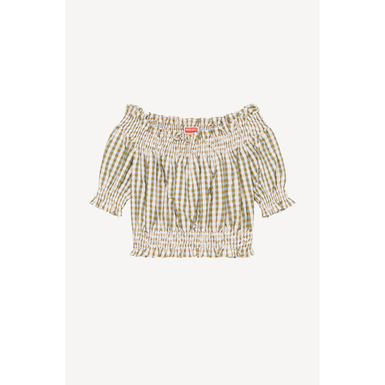 Women Offshoulder Cropped Top - Grass Green
