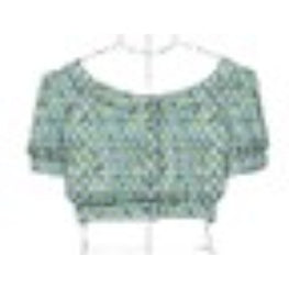 Women Cropped Blouse - Cyan