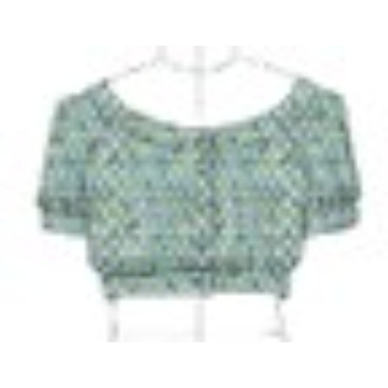 Women Cropped Blouse - Cyan