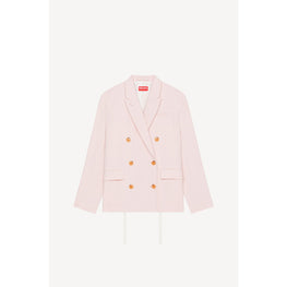 Women Double Breasted Blazer - Faded Pink