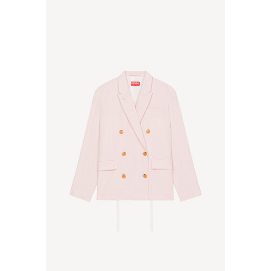 Women Double Breasted Blazer - Faded Pink