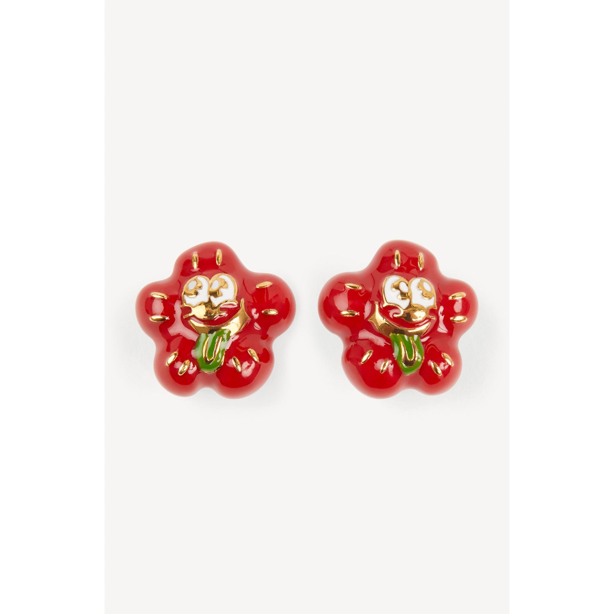 Women Boke Boy Earring Hand Painted - Medium Red