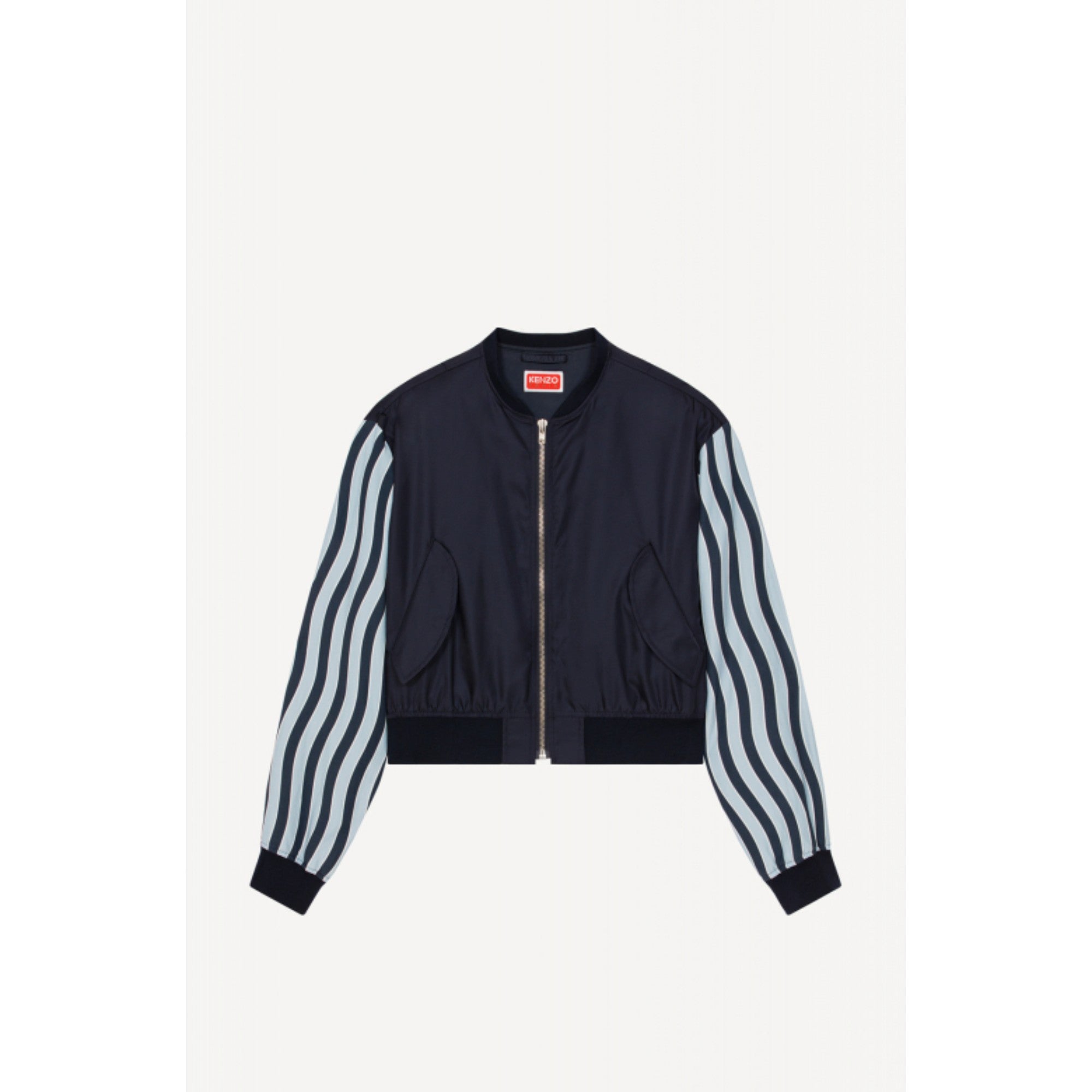 Men Wavy Stripes Bomber - Midnight Blue