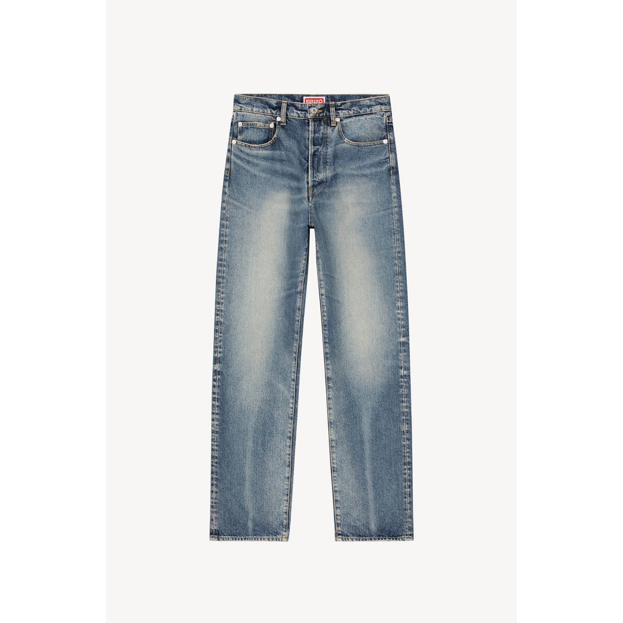 Men Medium Stone Asagao Straight J - Medium Stone Blue Denim