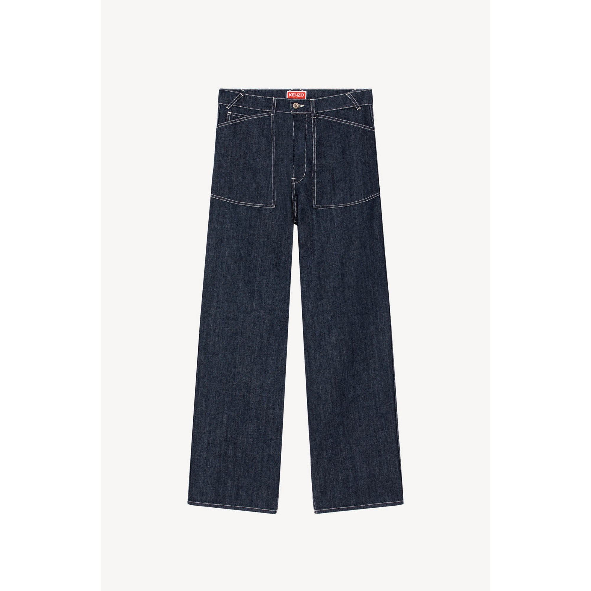 Men Sailor Loose Fit Jeans - Rinse Blue Denim