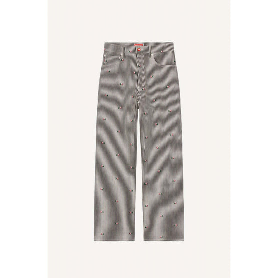 Men Rinse Striped Suisen Relaxed J - Rinse Blue Denim