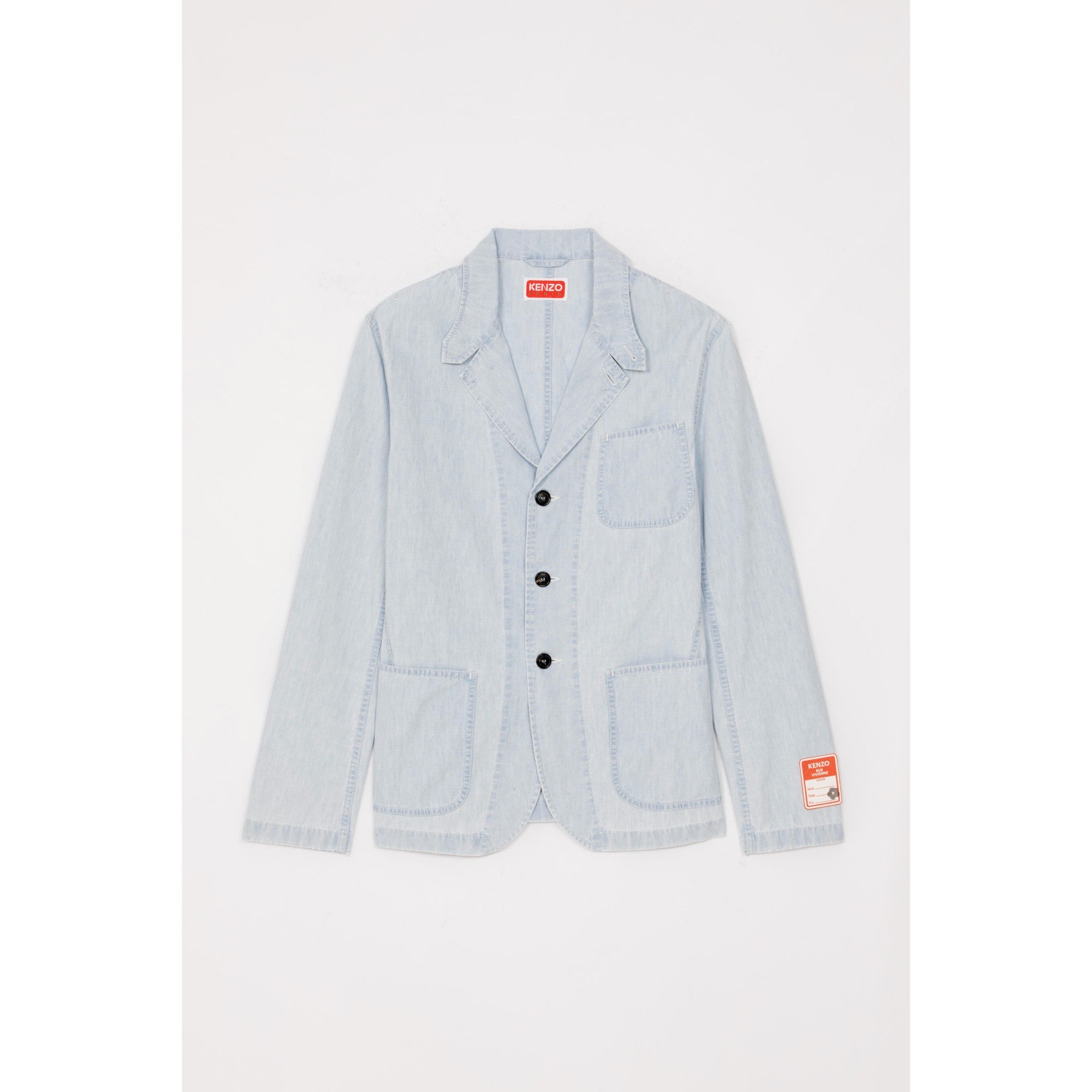 Men Nautical Chambray Jacket - Bleached Blue Denim