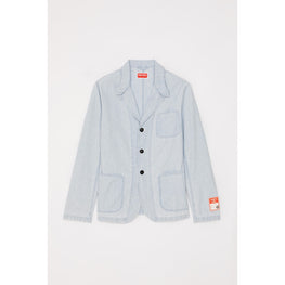 Men Nautical Chambray Jacket - Bleached Blue Denim