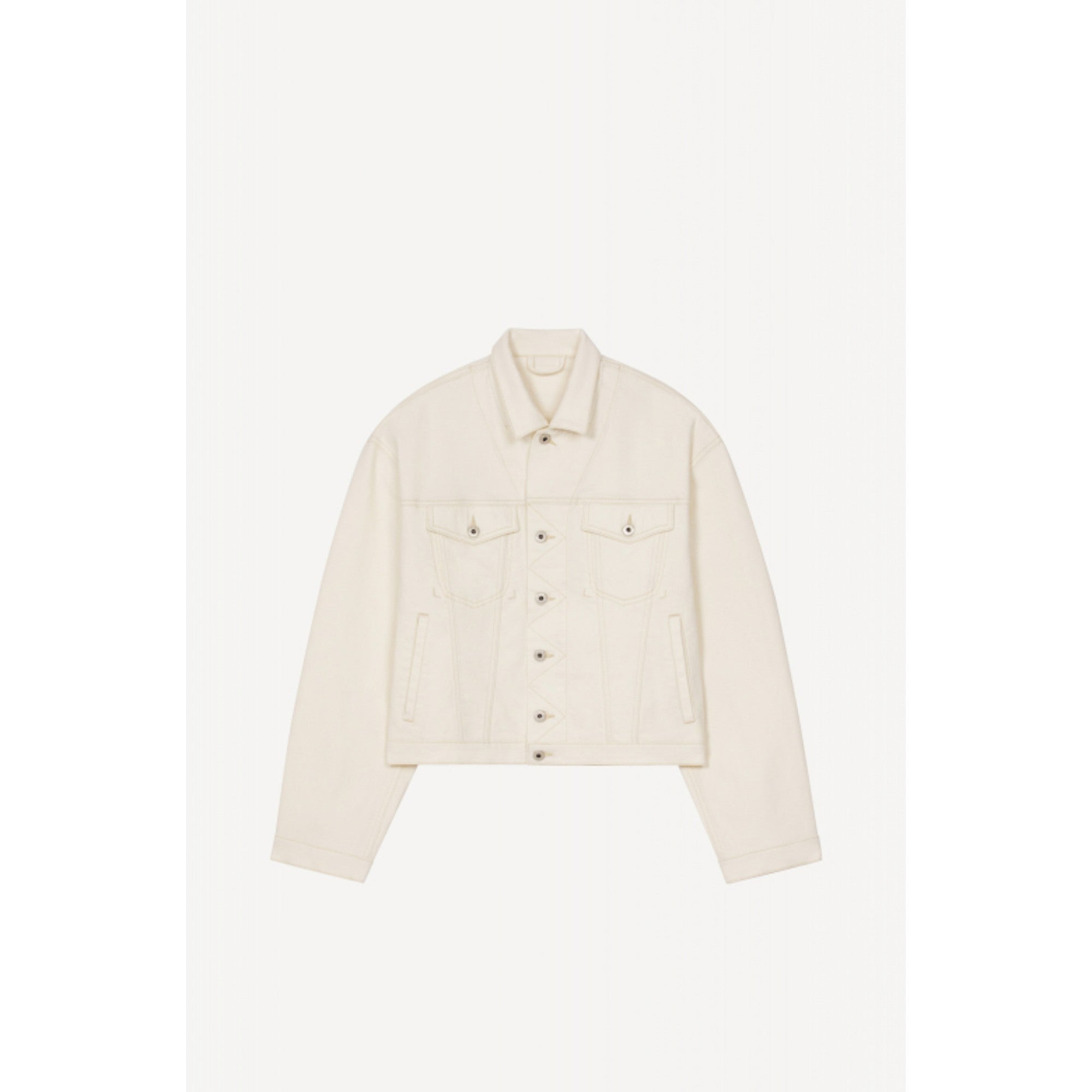 Men Bleached Denim Trucker Jacket - Bleached White Denim