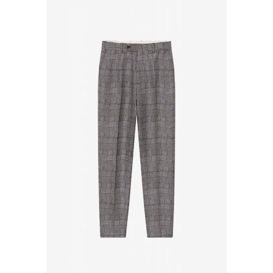 Men Wavy Check Slim Pant - Black
