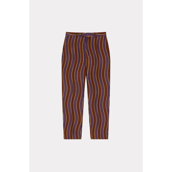 Men Wavy Stripe Slim Pant - Dark Camel