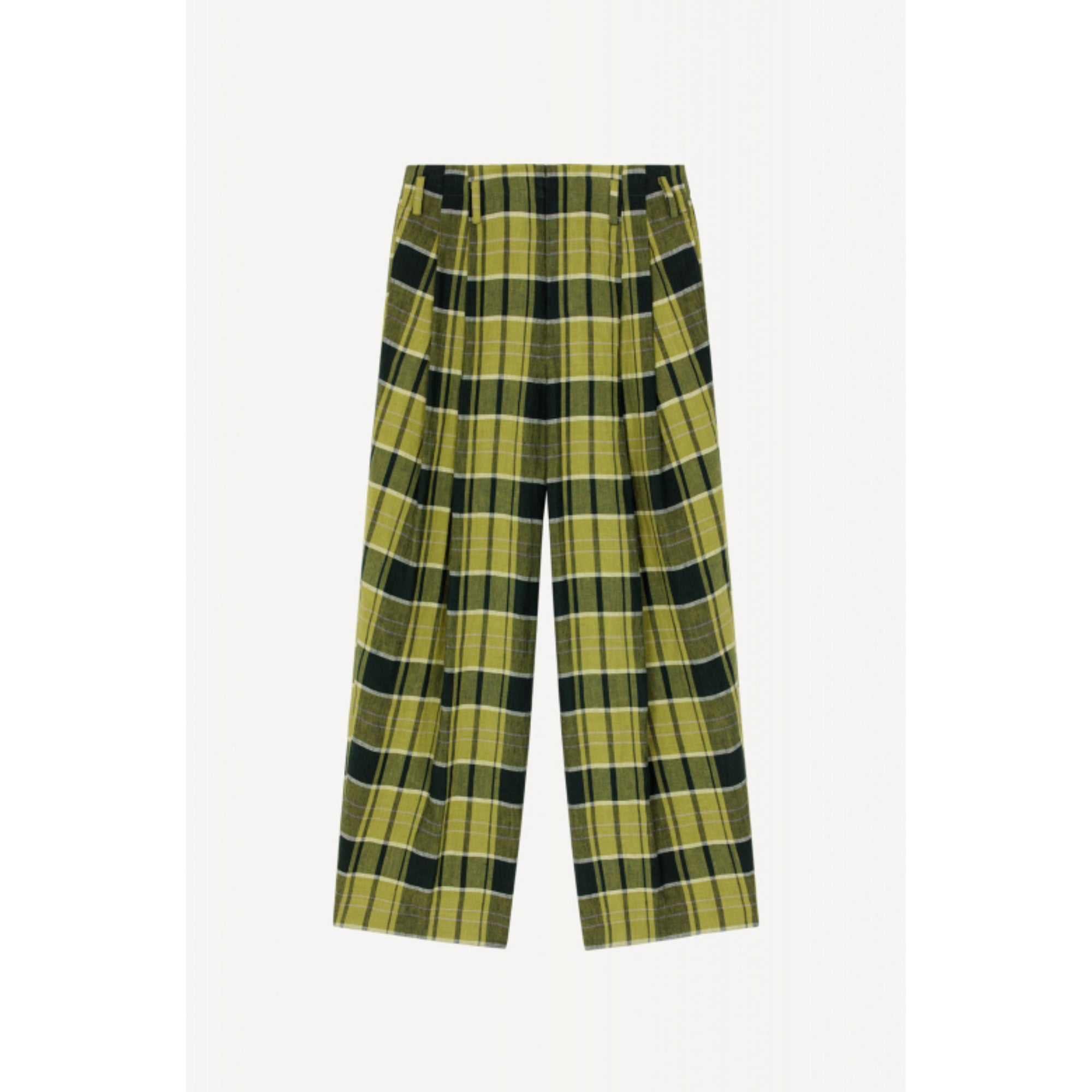 Men Checks Zoot Suit Pleated Pant - Grass Green