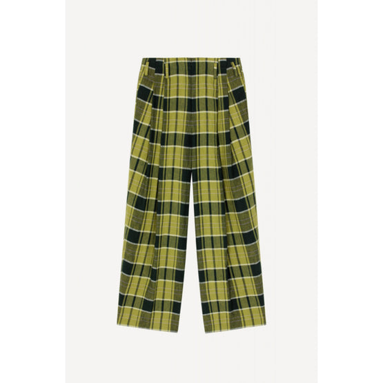 Men Checks Zoot Suit Pleated Pant - Grass Green