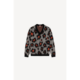 Men Hana Leopard Jumper - Middle Grey
