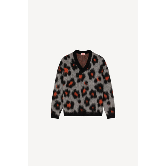 Men Hana Leopard Jumper - Middle Grey