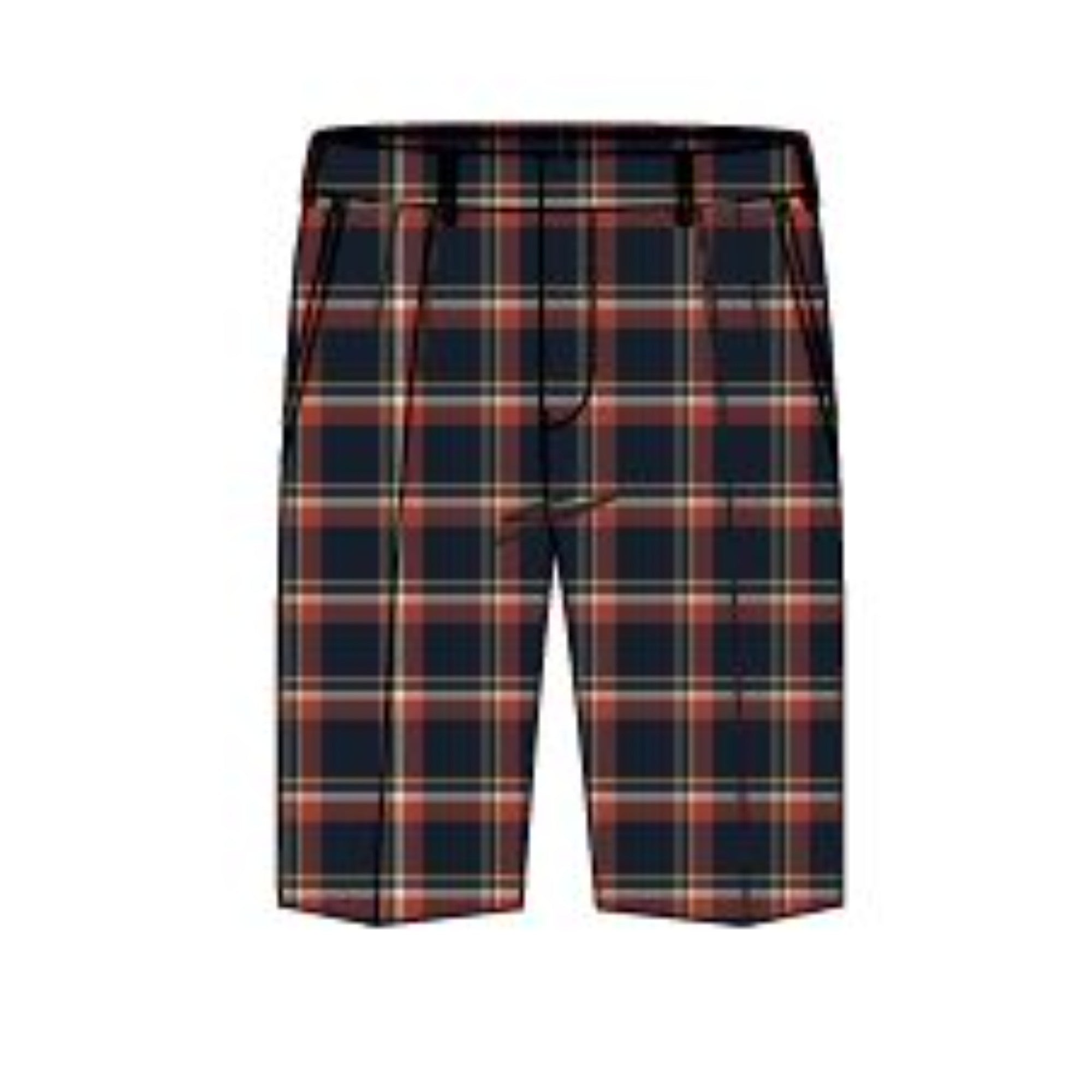 Men Checks Pleated Short - Midnight Blue