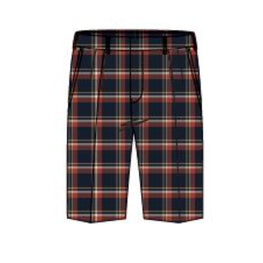 Men Checks Pleated Short - Midnight Blue