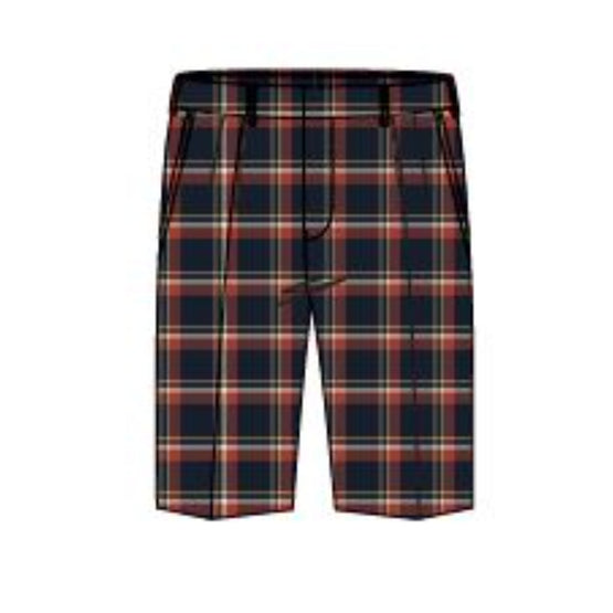 Men Checks Pleated Short - Midnight Blue