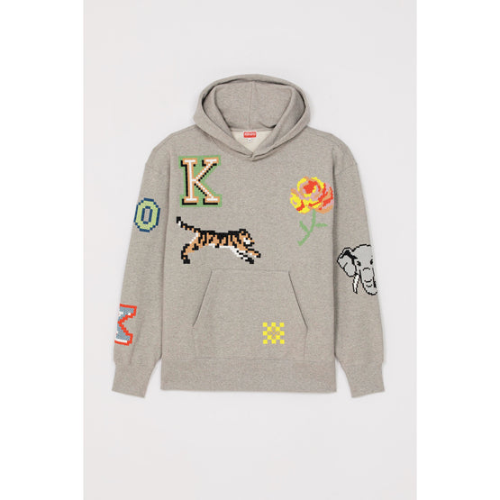 Men Kenzo Pixel Oversize Hoodie - Pearl Grey
