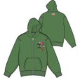 Men Hawaiian Flower Crest Full Zip - Grass Green