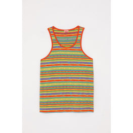Men Logo Stripe Sleeveless T-Shirt - Golden Yellow