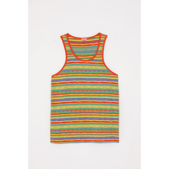 Men Logo Stripe Sleeveless T-Shirt - Golden Yellow