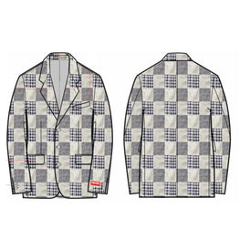 Men Patchwork Jacquard Jacket - Midnight Blue