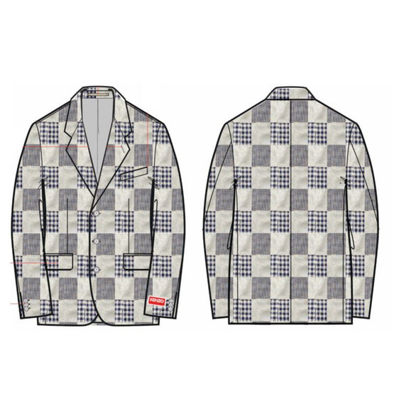 Men Patchwork Jacquard Jacket - Midnight Blue