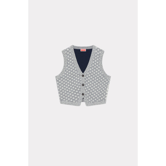 Women Fairisle Vest - Pale Grey