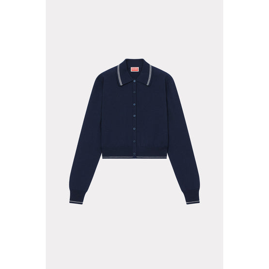 Women Light Polo Cardigan - Midnight Blue