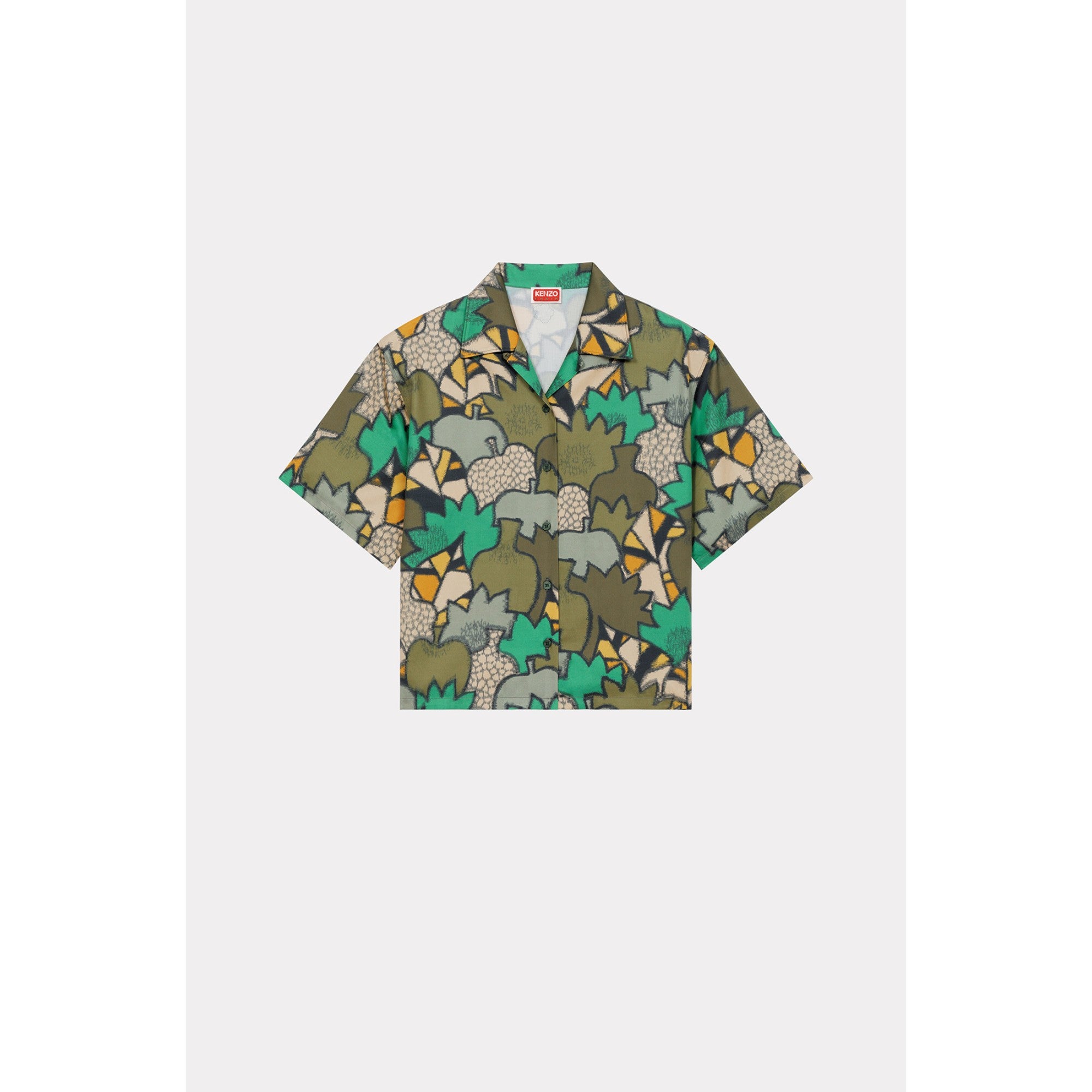 Women Printed Hawaiian Shirt - Dark Khaki