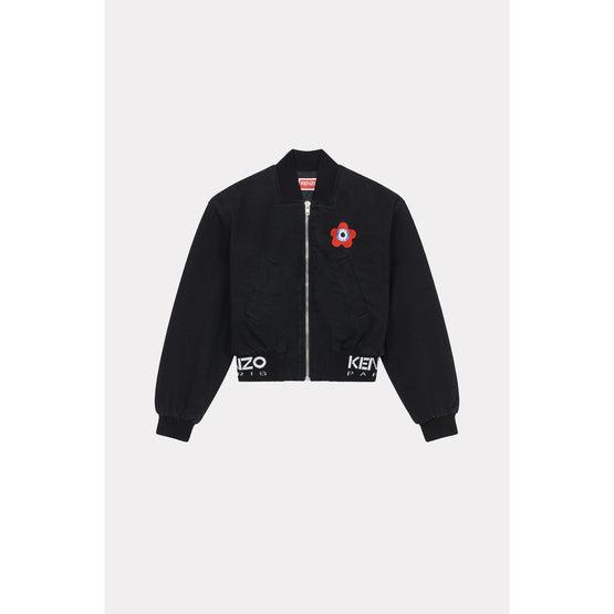 Women Target Black Bomber Jacket - Rinse Black Denim