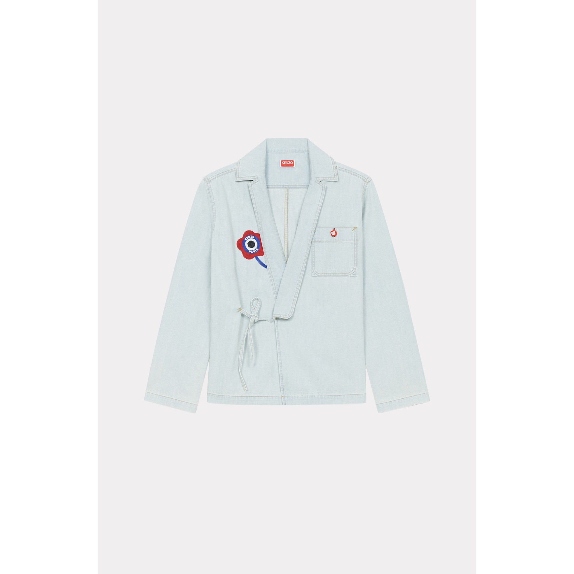 Women Target Bleach Kimono Shirt - Bleached Blue Denim