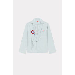 Women Target Bleach Kimono Shirt - Bleached Blue Denim