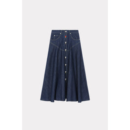 Women Rinse Blue Long Skirt - Rinse Blue Denim