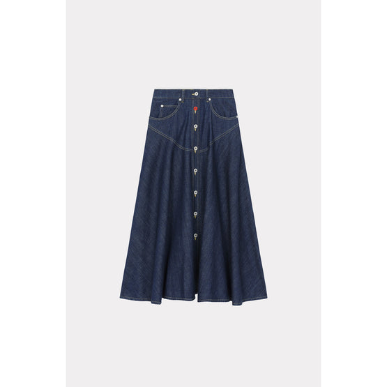 Women Rinse Blue Long Skirt - Rinse Blue Denim