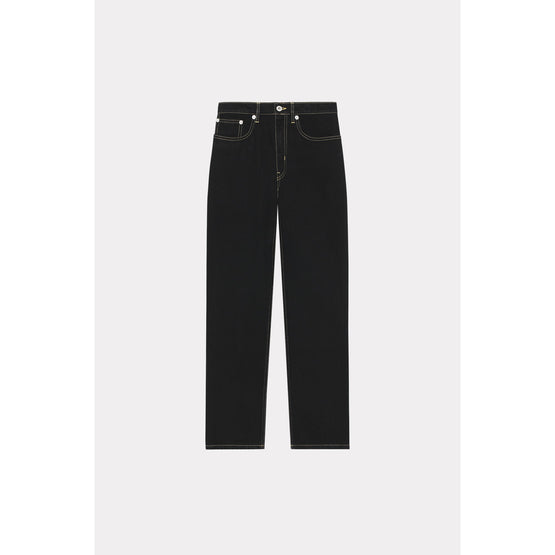 Women Solid Asagao Straight - Rinse Black Denim